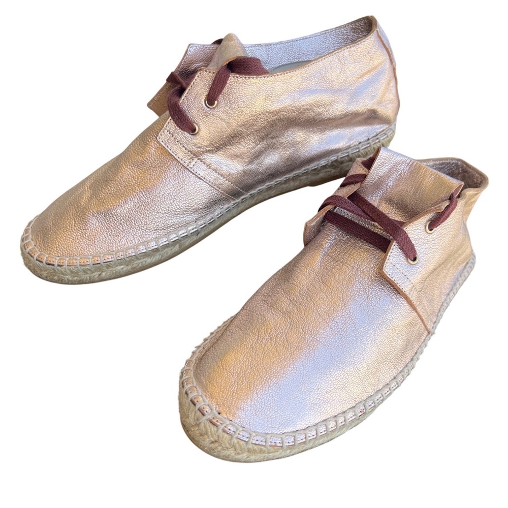 Robert Clergerie Paris Eloise Rose Gold buttery Leather Espadrille size 10